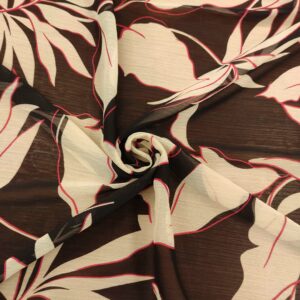 Tessuto Georgette a fantasia motivo floreale nero - panna - fucsia
