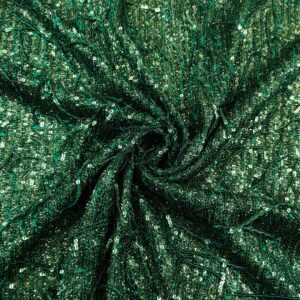Tessuto lurex Ricamato con paillettes a frange verde