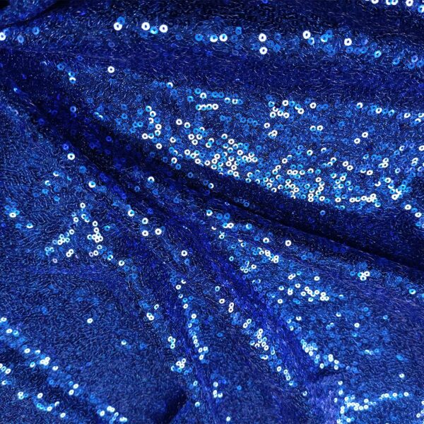 Tessuto glitter Ricamato con paillettes blu elettrico