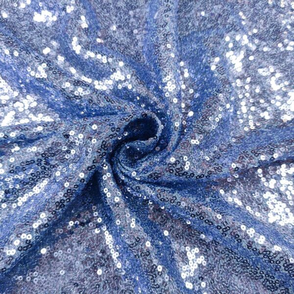 Tessuto glitter Ricamato con paillettes celeste