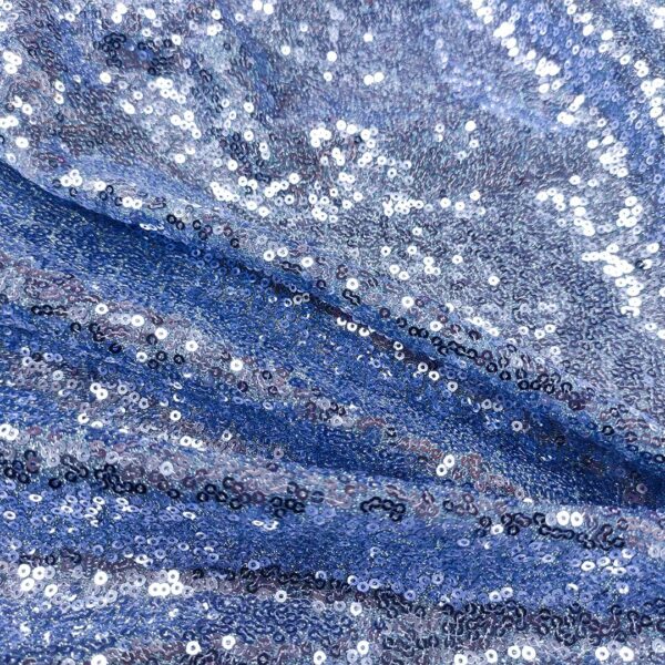 Tessuto glitter Ricamato con paillettes celeste