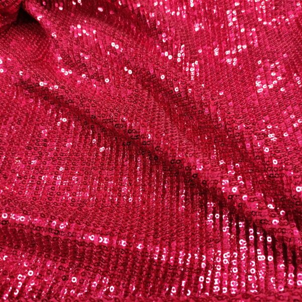 Tessuto jersey plissè Ricamato con paillettes fucsia