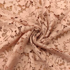 Tessuto pizzo elasticizzato doppio smerlo motivo floreale rosa
