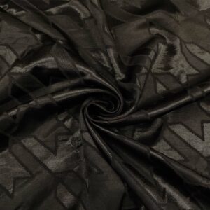Tessuto Satin leggero jacquard motivo astratto nero