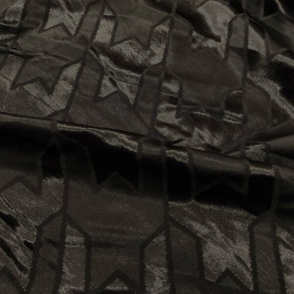 Tessuto Satin leggero jacquard motivo astratto nero
