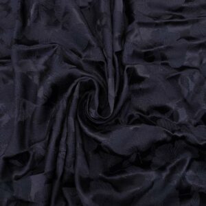 Tessuto Satin leggero jacquard motivo floreale blu