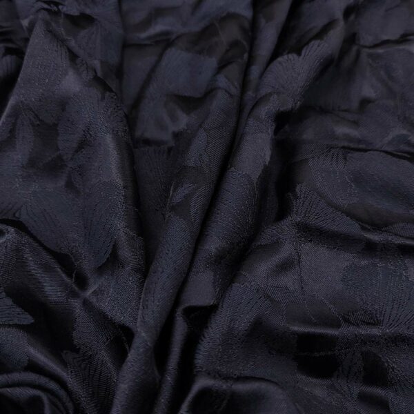 Tessuto Satin leggero jacquard motivo floreale blu