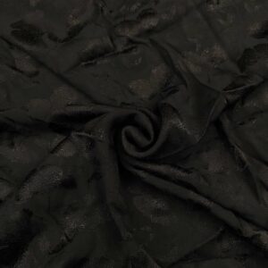 Tessuto Satin leggero jacquard motivo floreale nero