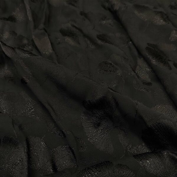 Tessuto Satin leggero jacquard motivo floreale nero