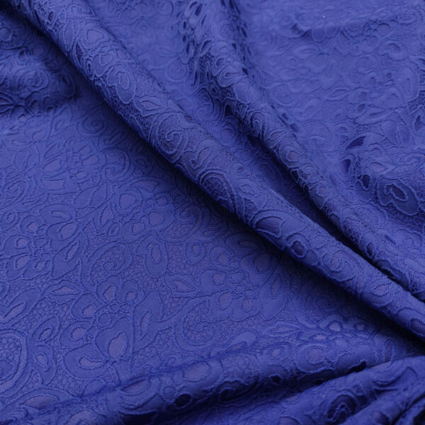 Tessuto Broccato motivo floreale blu royal