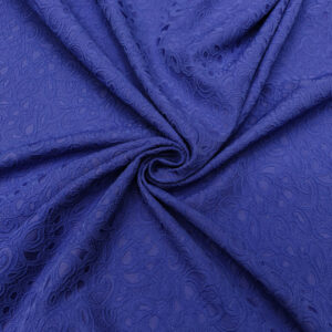 Tessuto Broccato motivo floreale blu royal