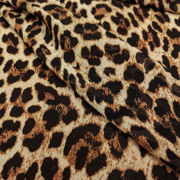 Tessuto Chiffon a fantasia motivo animalier beige - marrone - marroncino