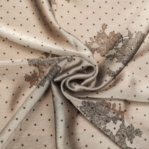 Tessuto Chiffon a fantasia motivo astratto grigio perla - nero