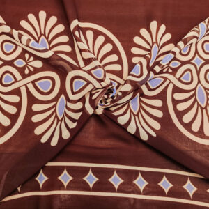 Tessuto Chiffon a fantasia motivo astratto marrone - beige - azzurro