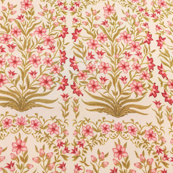 Tessuto Chiffon a fantasia motivo floreale panna - verde acido - rosa