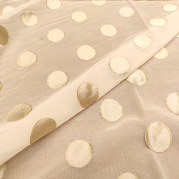 Tessuto Chiffon devorè motivo pois champagne