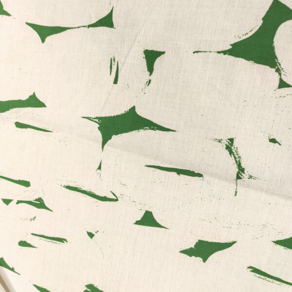 Tessuto Cotone leggero a fantasia motivo astratto panna - verde
