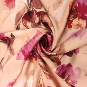 Tessuto Crepe morbido Elegance a fantasia motivo floreale pesco - fucsia - rosa
