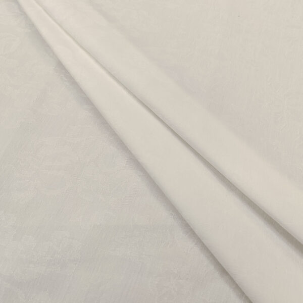 Tessuto Gabardine di cotone Jacquard tinta unita bianco