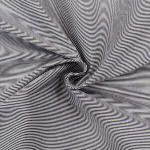 Tessuto Gabardine di Cotone a fantasia motivo rigato stretto bianco - celeste