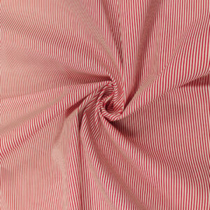 Tessuto Gabardine di Cotone a fantasia motivo rigato stretto bianco - rosso
