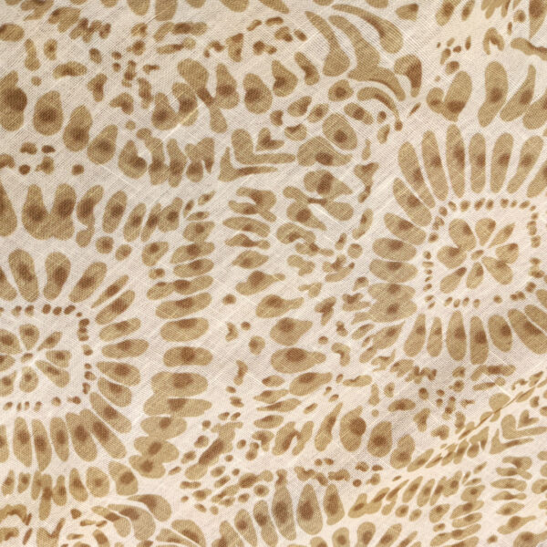 Tessuto Garza di lino a fantasia motivo astratto bianco - beige