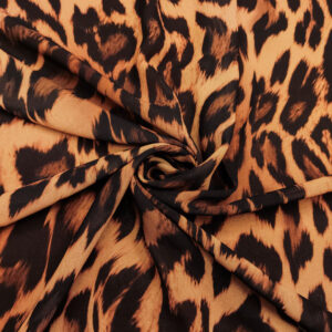 Tessuto Georgette a fantasia motivo animalier beige - marrone - marroncino