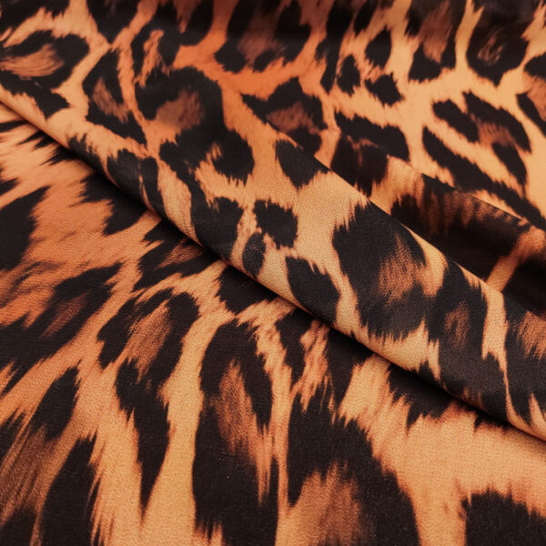 Tessuto Georgette a fantasia motivo animalier beige - marrone - marroncino