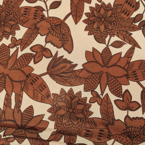Tessuto Georgette a fantasia motivo floreale beige - marrone - nero