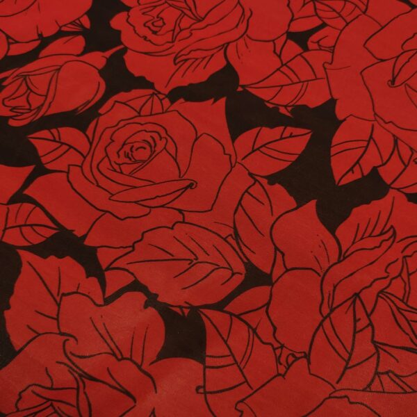 Tessuto Georgette a fantasia motivo floreale nero - rosso scuro