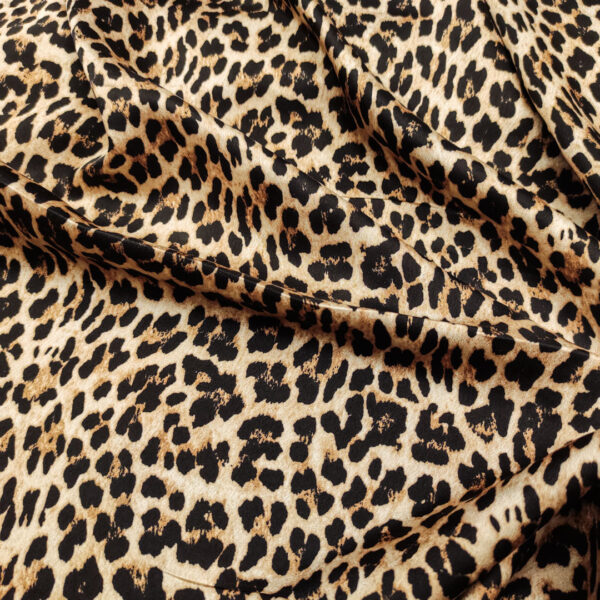 Tessuto Satin a fantasia motivo animalier piccolo beige - marrone - marroncino