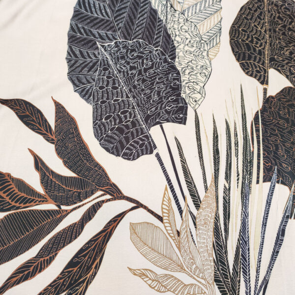 Tessuto Satin a fantasia motivo floreale beige - marrone - nero