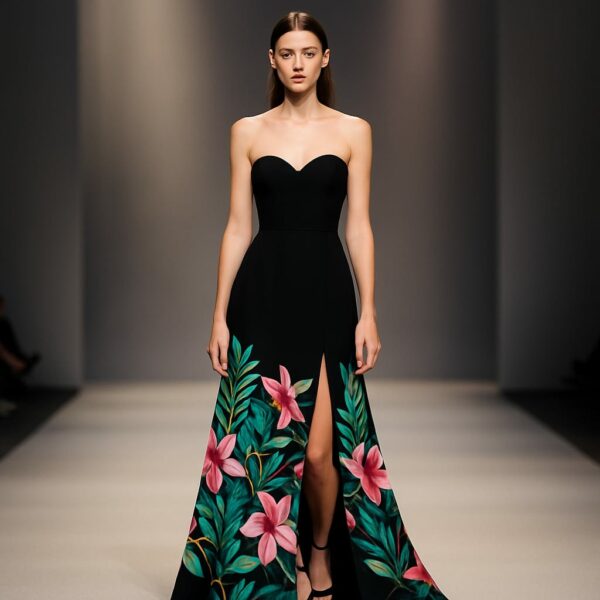 Tessuto Viscosa a fantasia motivo floreale ai bordi nero - turchese - verde - rosa