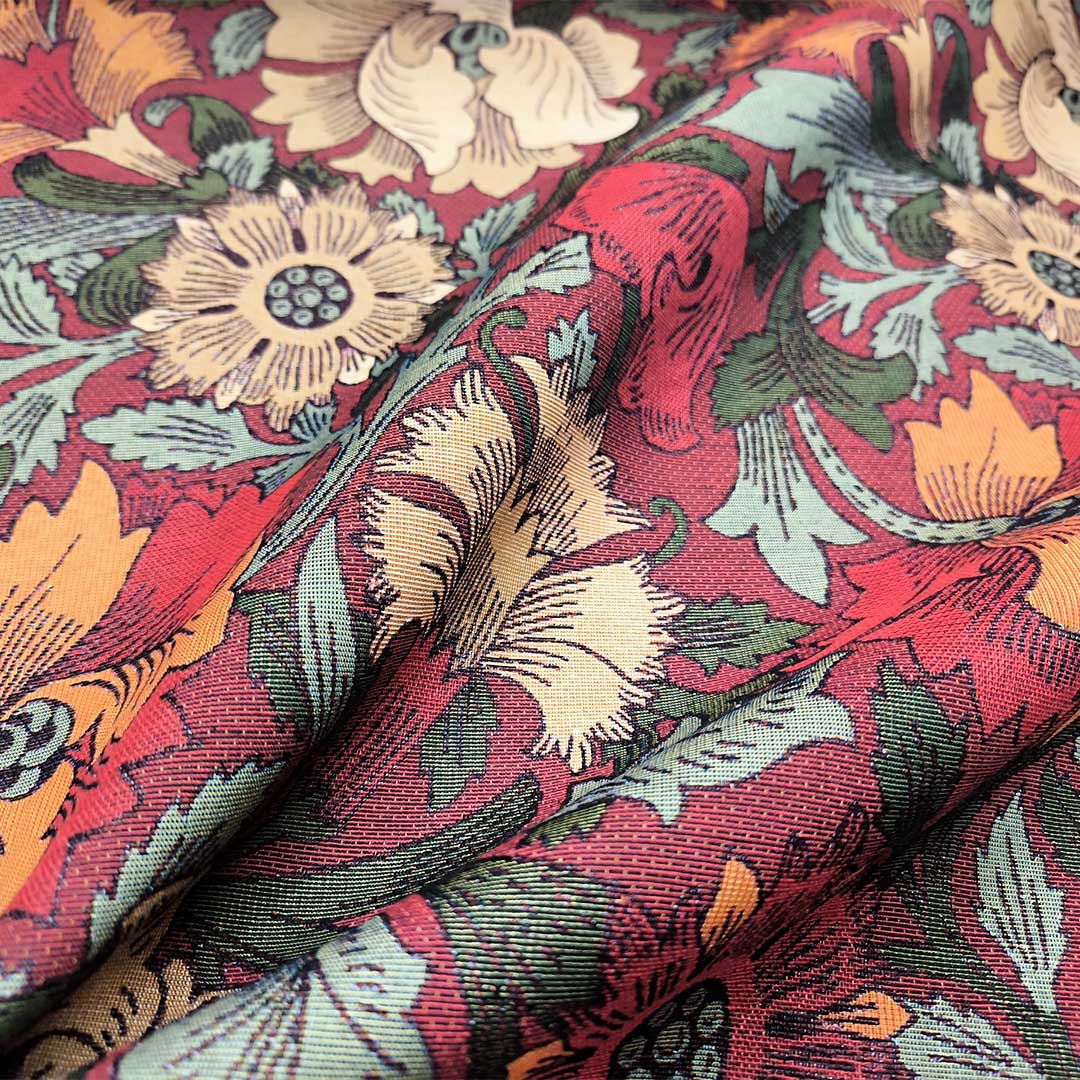 Tessuto per arredo Gobelin a fantasia motivo floreale beige - bordeaux - arancio- verde