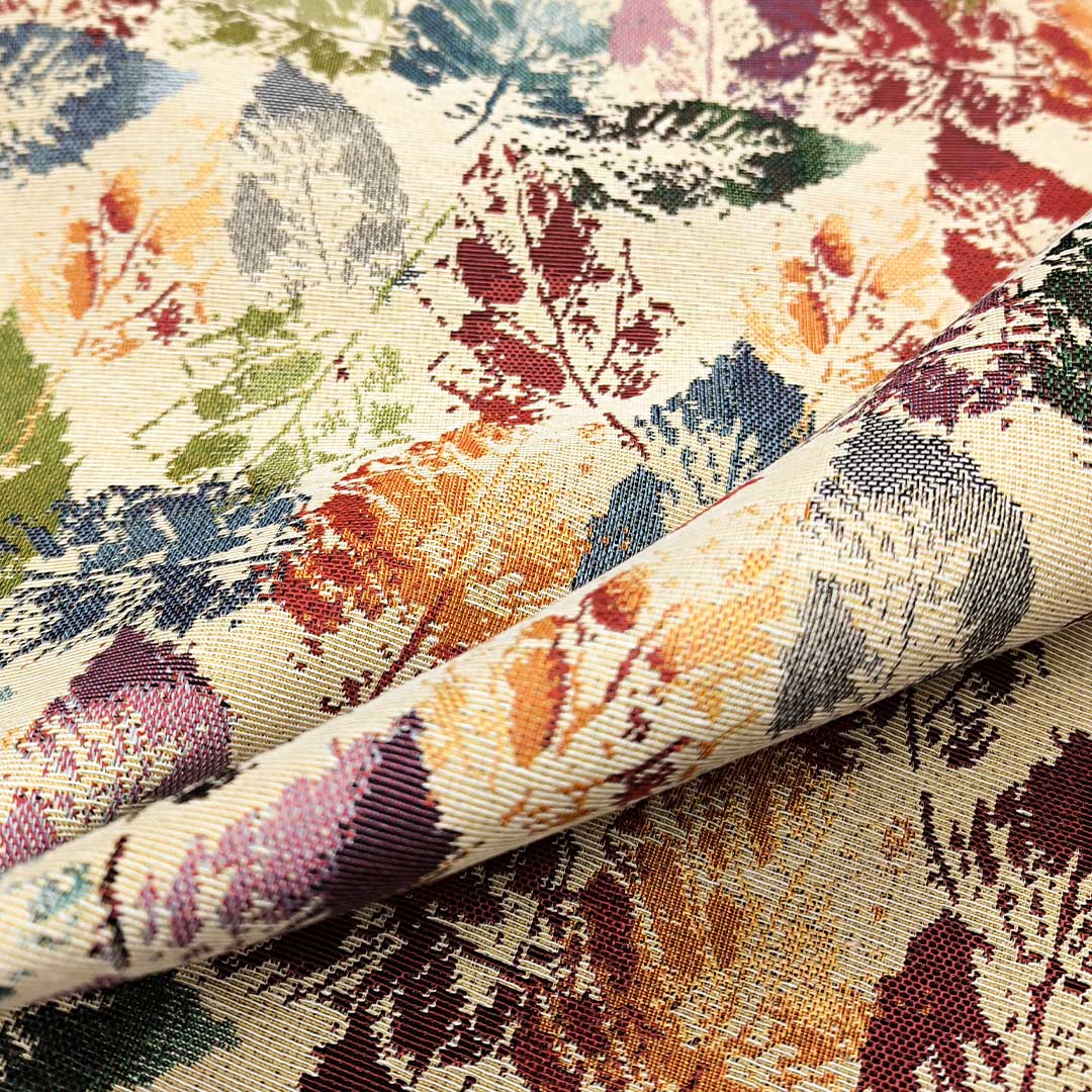 Tessuto per arredo Gobelin a fantasia motivo floreale beige - bordeaux - arancio