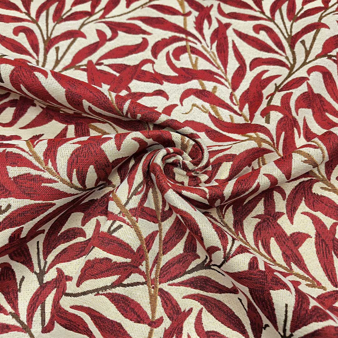 Tessuto per arredo Gobelin a fantasia motivo floreale beige - bordeaux