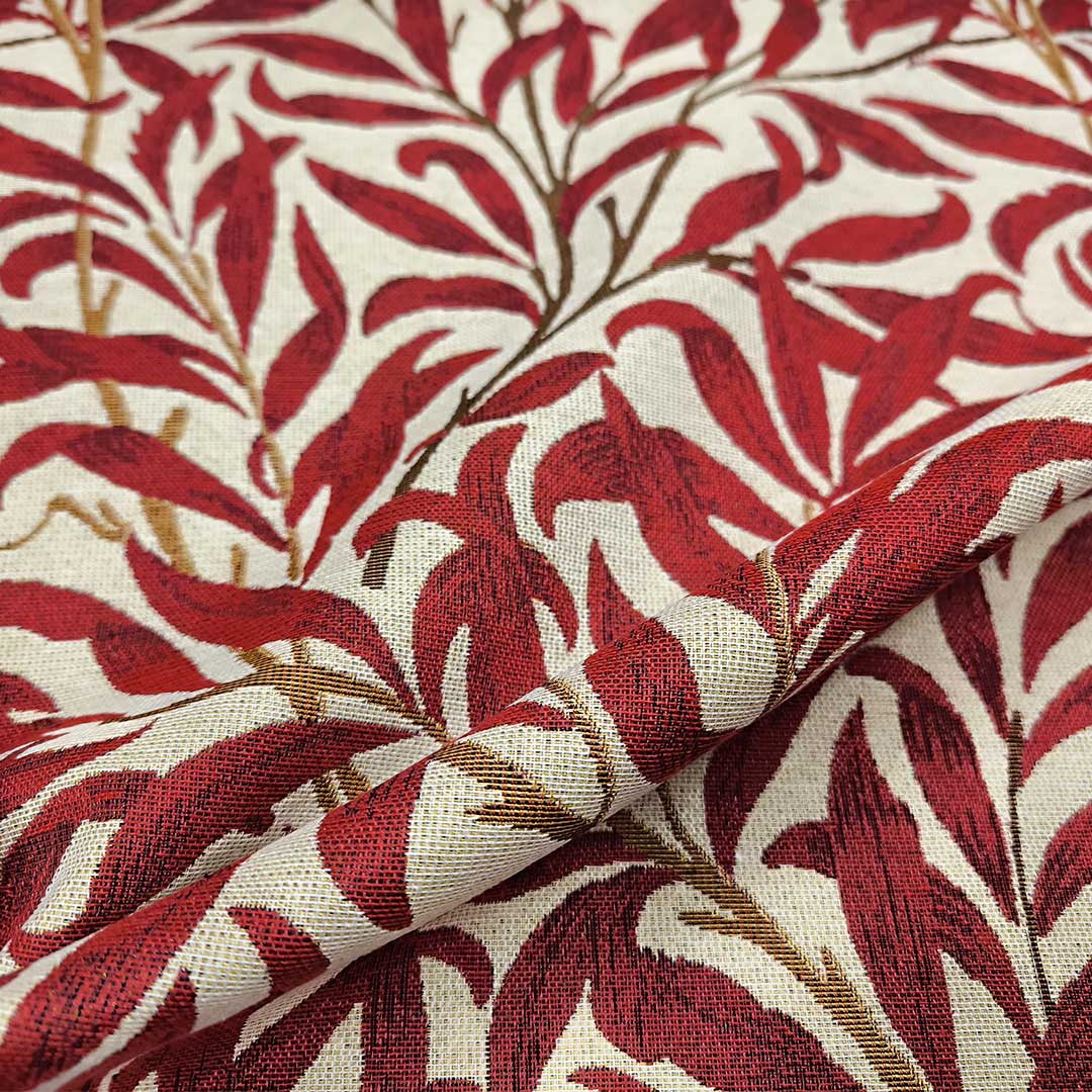 Tessuto per arredo Gobelin a fantasia motivo floreale beige - bordeaux