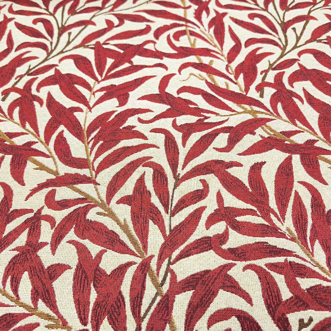 Tessuto per arredo Gobelin a fantasia motivo floreale beige - bordeaux