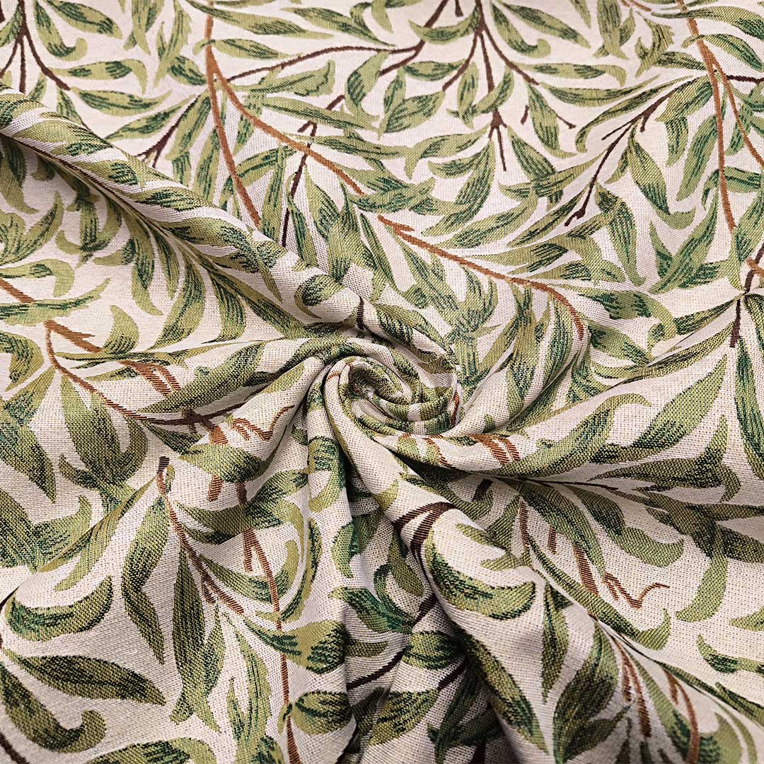 Tessuto per arredo Gobelin a fantasia motivo floreale beige - verde