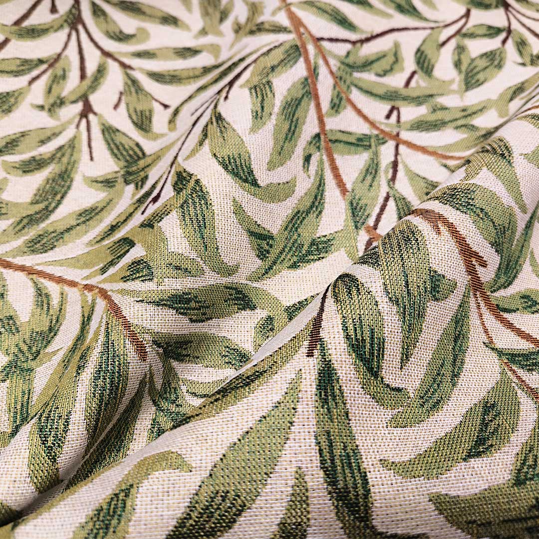 Tessuto per arredo Gobelin a fantasia motivo floreale beige - verde