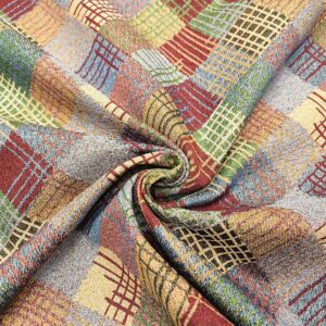 Tessuto per arredo Gobelin a fantasia motivo geometrico beige - carta da zucchero - bordeaux