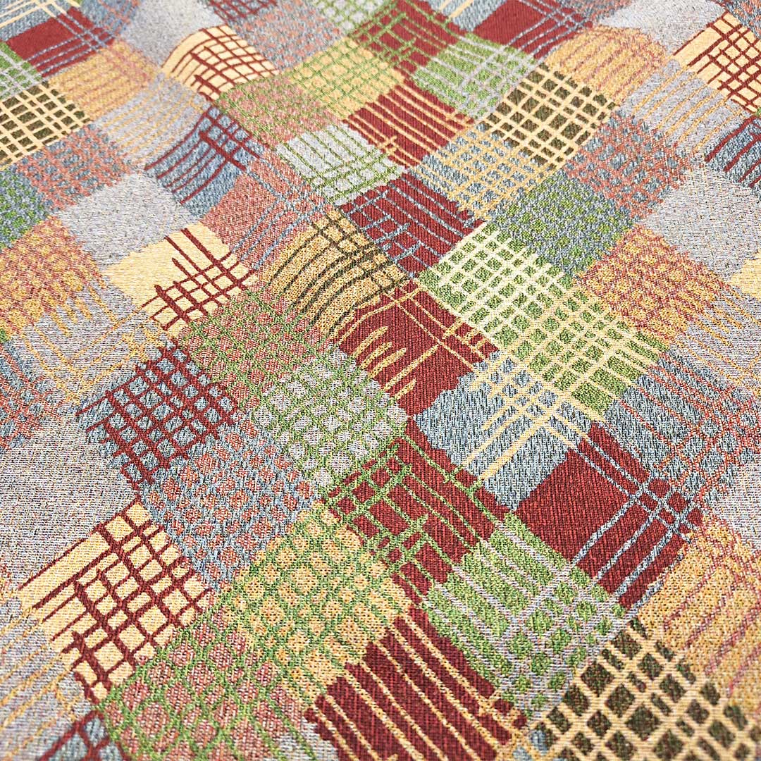 Tessuto per arredo Gobelin a fantasia motivo geometrico beige - carta da zucchero - bordeaux