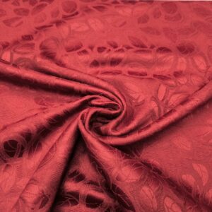 Tessuto Raso damascato per arredo motivo floreale rosso bordeaux