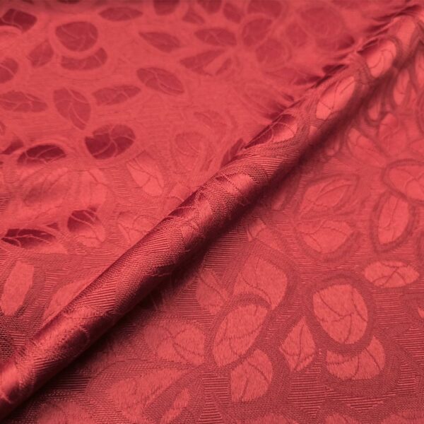 Tessuto Raso damascato per arredo motivo floreale rosso bordeaux