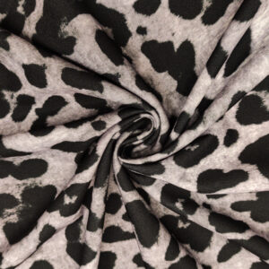 Tessuto Scuba Crepe a fantasia motivo animalier grigio - nero