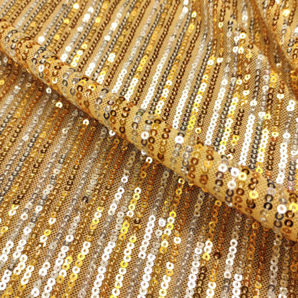 Tessuto Tulle Elasticizzato Ricamato con paillettes gold - argento