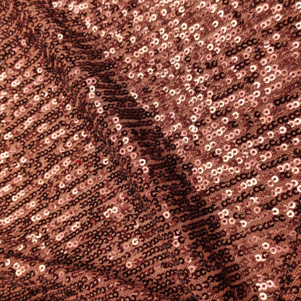 Tessuto Tulle Elasticizzato Ricamato con paillettes tinta unita cioccolato