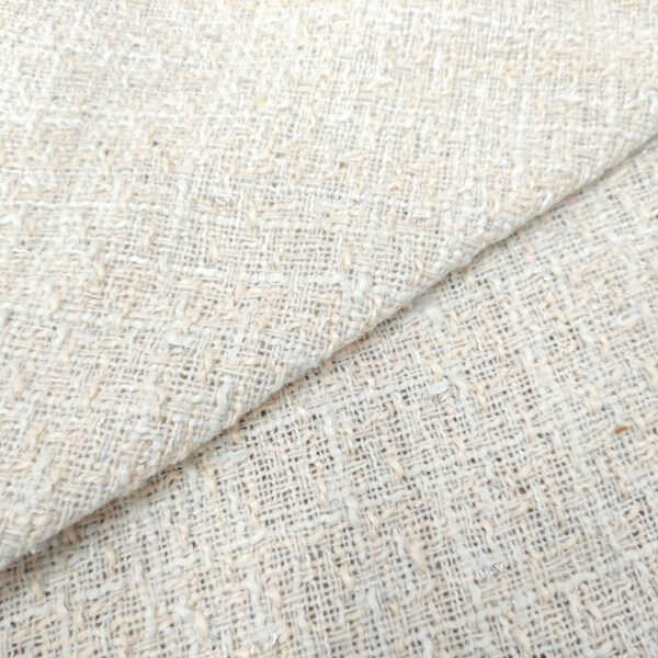 Tessuto Tweed Bouclé in cotone bianco - avorio