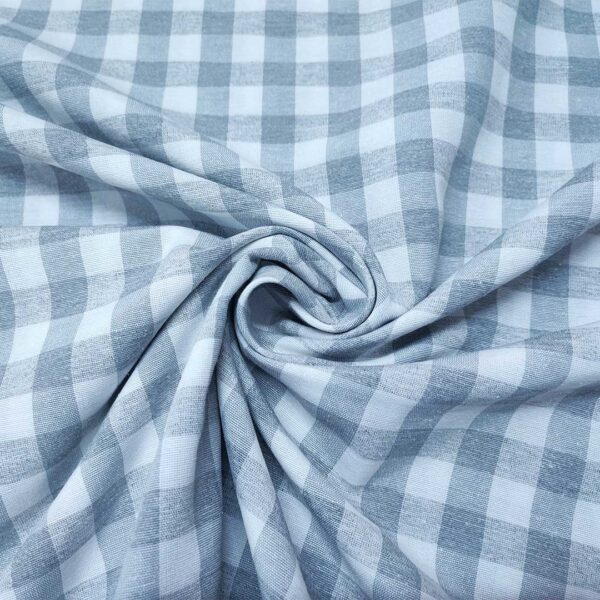 Tessuto Cotone per tovagliato tinto in filo motivo quadro medio bianco - grigio perla