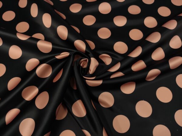 Tessuto Duchesse a fantasia motivo pois rosa gold - nero